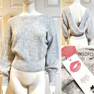 NWT-Super Soft “Harlow Sweater” by WILDFOX-Mixed  Fine Knit-Plunge Back-Sz S